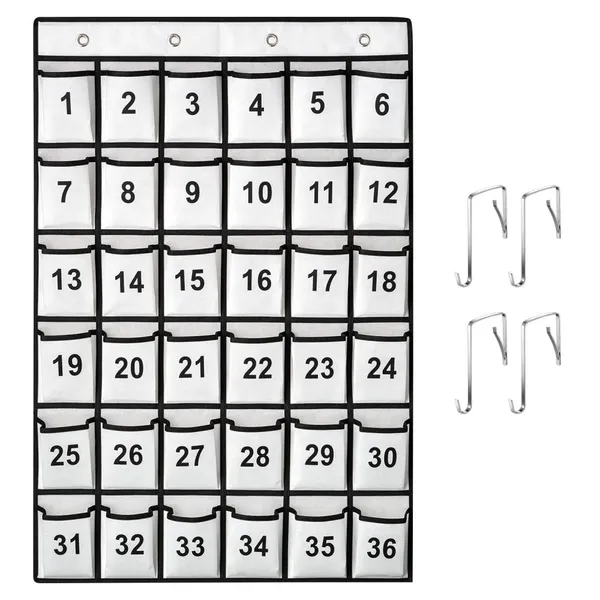 Numbered Classroom Sundries Closet Pocket Chart for Cell Phones Holder Wall Door Hanging Organizer