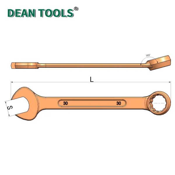 Professional Anti-magnetic Double Open-Ended Wrench, 15 Degree Offset, Surface Residual Magnetism photo-2