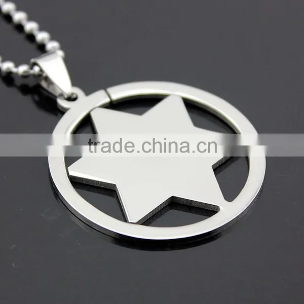 Hexagram Pendant Round Stainless Steel Polishing Process Six-pointed Star Necklace photo-5