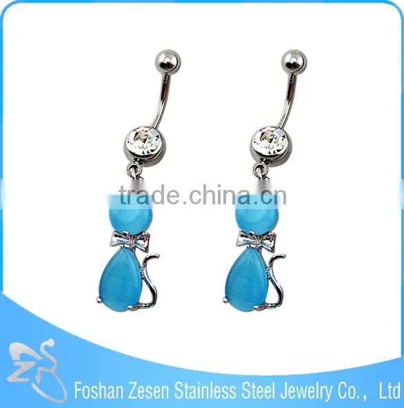 Hypoallergenic Women Dangling Clover Belly Ring Fashion Crystal Banana Piercing photo-2