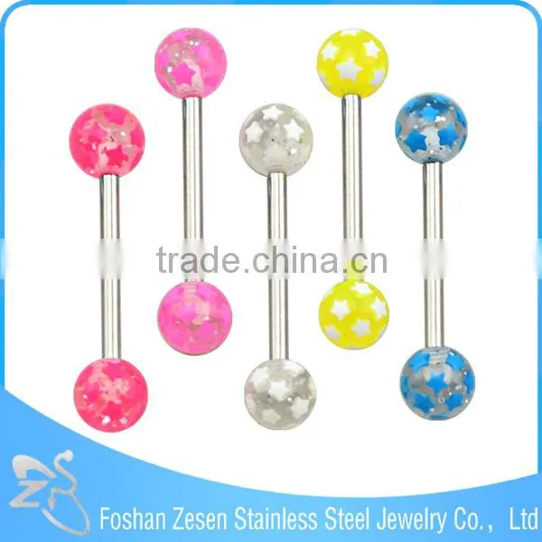 Factory Wholesale Piercing Surgical Steel Woman Loves Printed Logo Tongue Ring photo-4