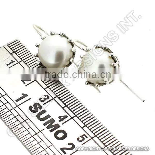 Freshwater Pearl Gemstone Earring Jewelry,solid 925 Sterling Silver Wholesale Earring Jewelry