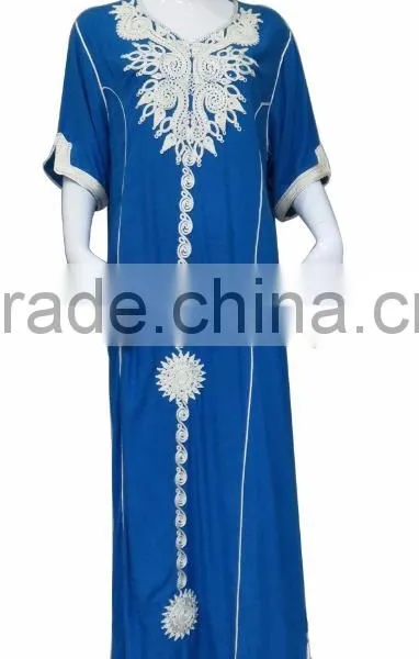 the Newest Short Sleeves Maxi Dress With From Front to Hem Rope Embroidery photo-2