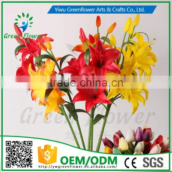 2016 Wholesale 5 Heads Multicolor Artificial Flowers Lily Real Touch Bouquet Wedding Bridal Home Declarative Flowers photo-6