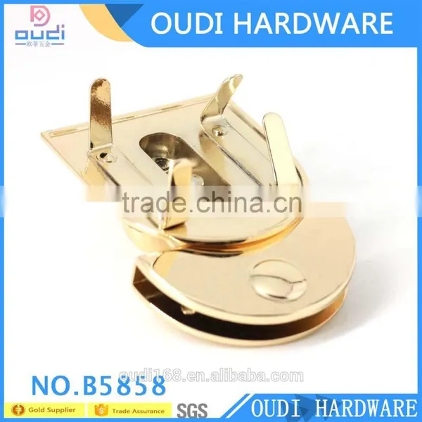 Fashion Handbag Lock Shiny Light Gold Metal Clip Bag Lock For Woman Bag photo-5