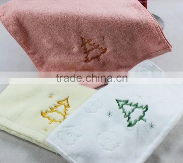 Hot Sell Many Design for Various Holiday Towel, Complete Set of Solid Color Velour Cotton Embroidery Towel,Christmas Gift Towels photo-5