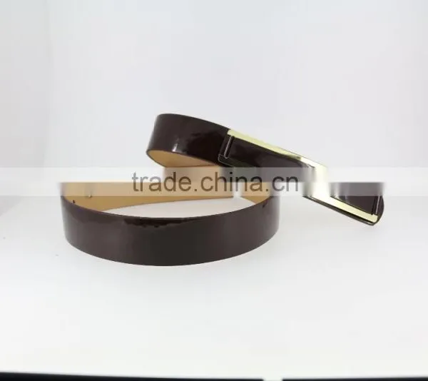 2015 Designer pu Fashion Dress Belt With Brown Shiny PU Leather in Yiwu photo-2