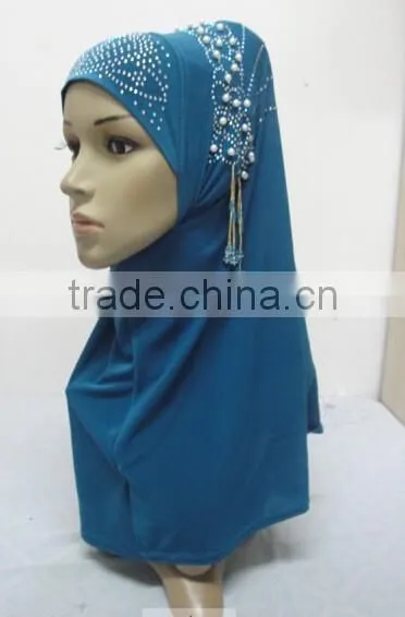H284 New Style One Piece Hijab With Handmade Chains and Beadings photo-2