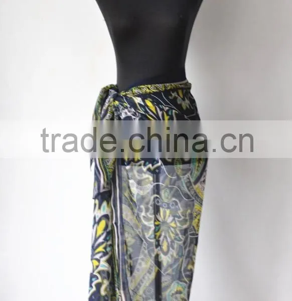High Quality Mature Design Transparent Polyester Chiffon Sarong Pareo photo-3