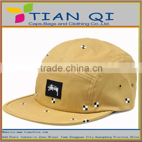 5 Panel With Fashion Hip Hop Style Khaki Color Custom Made Hats