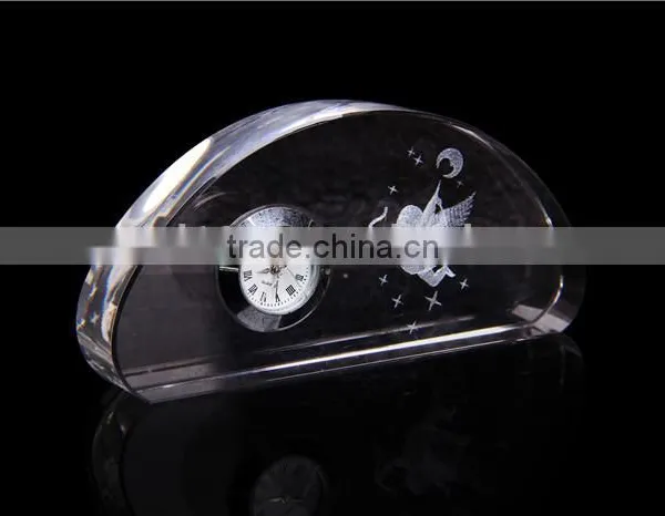 Antique Table Clock With Angel,3D Engrave Photo for Decoration Crystal Clock photo-2