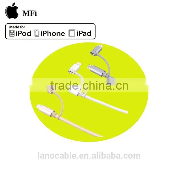 1m MFi Certified Nylon Braided 2 in 1 Charger Cable photo-2