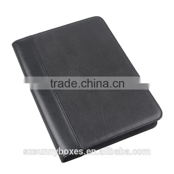 A4 Black PU/PVC Leather Zipper Notepad Portfolio With Calculator Quality Choice photo-2