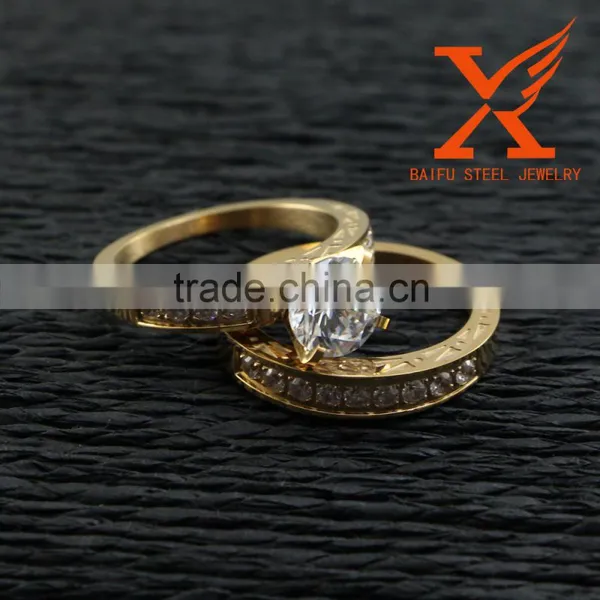Mens and Womens Couples Wedding Band Stainless Steel Casting CNC Setting Gold Plated Wedding Fing Gold 18k Jewelry for 1 Pair