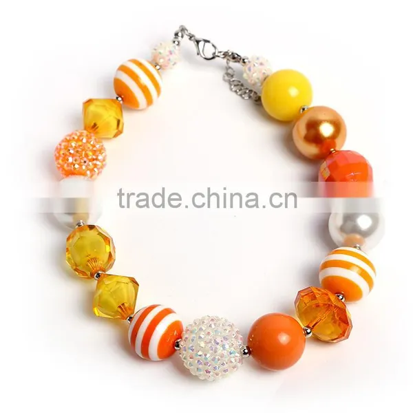 Fashion Children's Necklace Best Selling Orange Colors Plastic Kids Bead Fashion Chunky Necklace Pendant for Girls photo-3