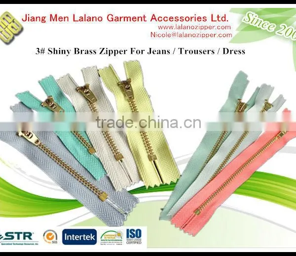 Good Qualtiy Shiny Brass Zippers for Pants photo-6