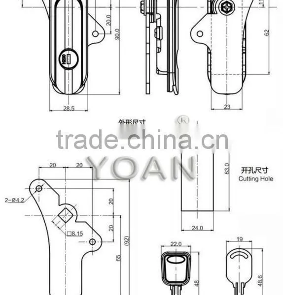 Black Zinc Cabinet Lock of Hardware Plane Lock photo-3