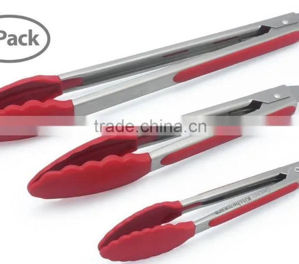 Cooking Tools Utensils Colorful Silicone Handle Stainless Steel 304 BBQ Tong photo-2