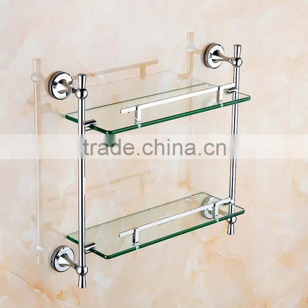 80100 Bathroom Shelf Contracted Silver Double Glass Shelf Hotel Use 3c Proved photo-6