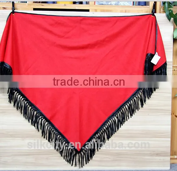 Fringe Hem Custom Winter Pashmina 100% Cashmere Triangle Scarf photo-2