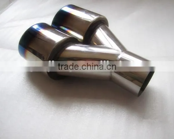 Blue Burnt Exhaust Dual Straight Tip Polished Stainless Steel photo-3