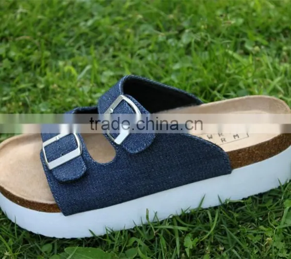 Summer Leather Buckle Cork Outsole Wear-resisting Ladies Fancy Sandal photo-3