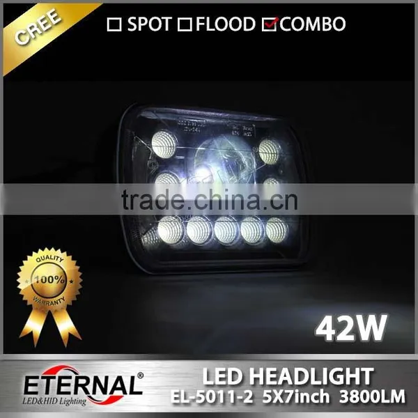 55W High Power 5x7" Led Headlight Replacement Bulb Sealed Trims for 79-01 H6054 Jeep Cherokee Ni-ssan Honda photo-5