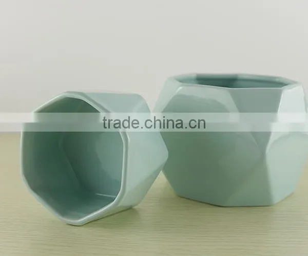 Factory Wholesale Custom Design Prismatic Holder Ceramic Candle Jar photo-3
