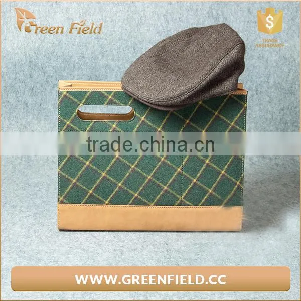 Recycle Washable Kraft Paper Clutch Bag With Woolen Cover photo-4