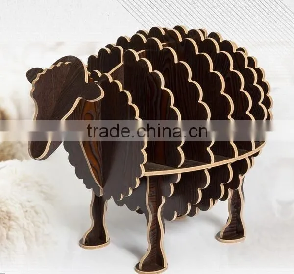 Puzzle Wood Craft Sheep Table Book Shelves Creative Animal Furniture photo-2