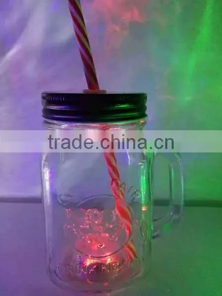 16oz Square Decaled or Clear Glass Mason Jar With Lid and Straw photo-3