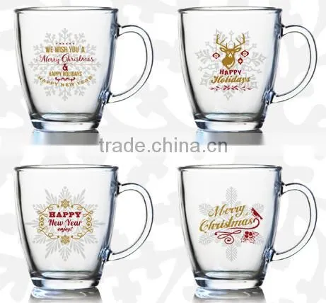 8oz 9oz 10oz 12oz 15oz Christmas Snow Deer Bird Glass Mug Water Glass Cup Set Drinking Cup Set for Promotion photo-2