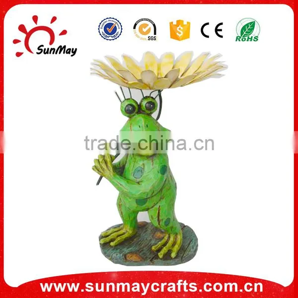 Polyresin Garden Frog Figurine With Flower Pot photo-5