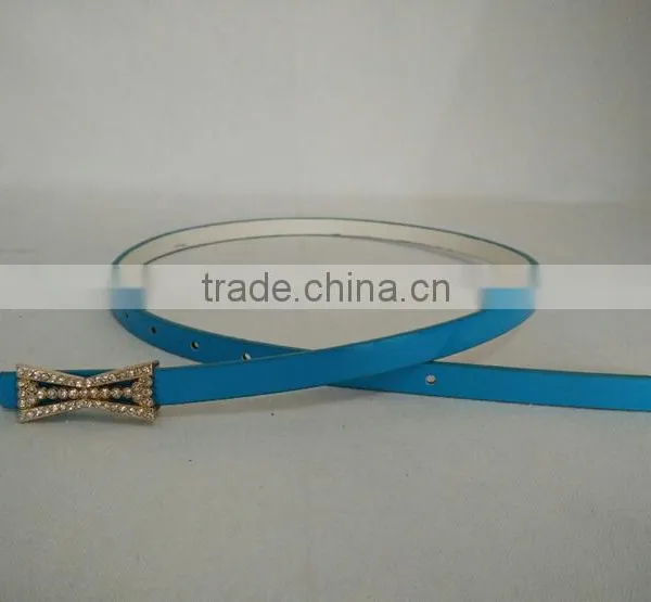 Wholesale Colourful Rhinestone Paved Alloy Buckle Sex Women Lady Thin PU Waist Belt photo-4