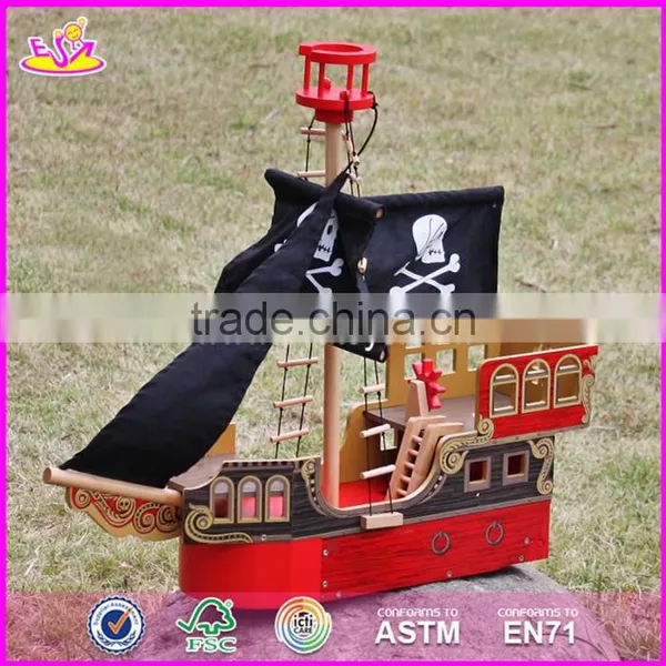 2017 Top Fashion Children Imagine Shark Bite Pirate Ship Wooden Toy Pirate Ship & Pirate Play Set W03B060-S photo-2
