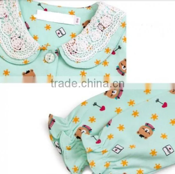 New Design 100% Cotton Pajama Sleepwear for Children,flower Printing Fabric for Pajama Children photo-4