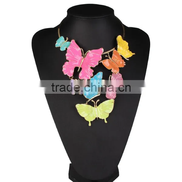Fashion Multicolor Painting Butterfly Alloy Necklace photo-2