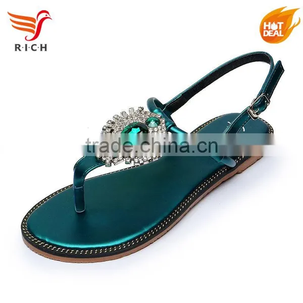 Wholesale Crystal Ladies Flat Shoes Sandals Women 2017 photo-2