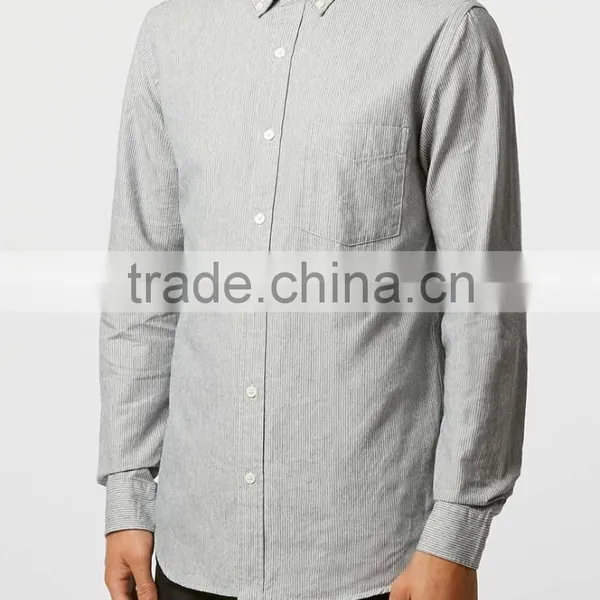 Stripe Slim Fit Long Sleeve Dress Shirt With Collar Button photo-2