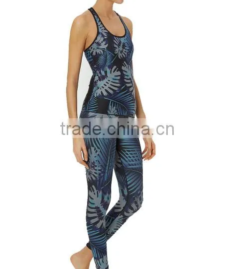 Wholsale OEM Casual Women Sports Tank Top Gym Jogging Wear Printed Yoga Wear Set photo-4