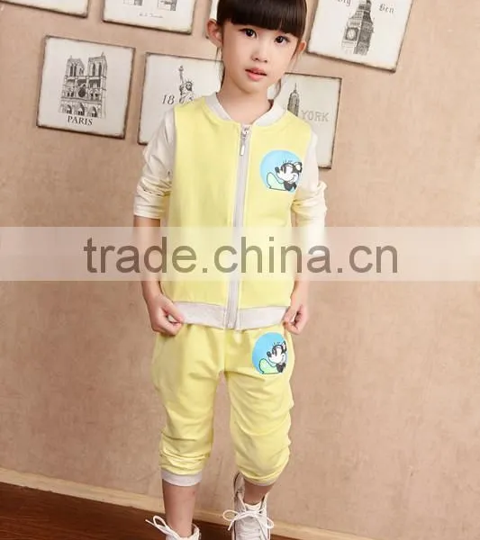 Children Zipper Clothing Wholesale Lovely Girl Suits, Cotton