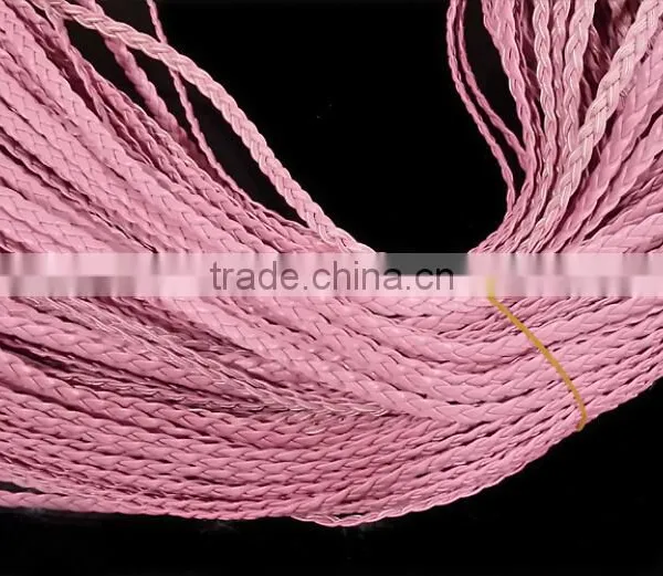 DIY Jewelry Wire PU Leather Rope Color Braided Rope Wholesale Three Strands Braided 5mm Flat Leather Rope (100 m / Roll) photo-3