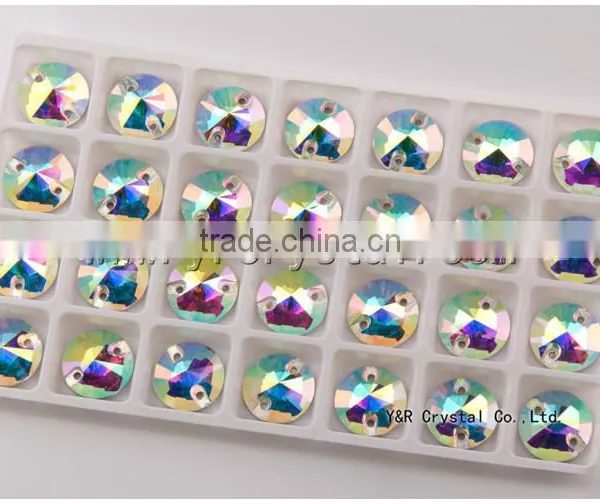 14mm 16mm Decorative Round Clear Glass Crystal Button Sew on Stones photo-2