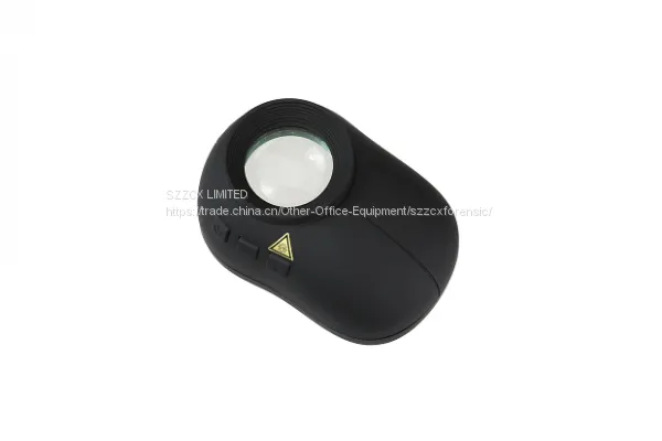 HS113 Forensic Magnifier With Light UVA(365nm) UVC(254nm) Laser(980nm) White,10× Amplification Double Lens With Anti UV