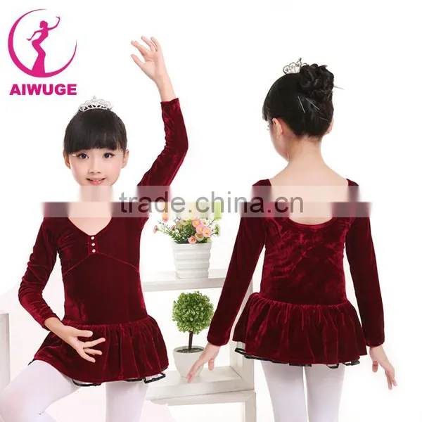 Long Sleeve Velvet Ballet Dance Leotard Keep Warm Children Dancing Dress photo-2
