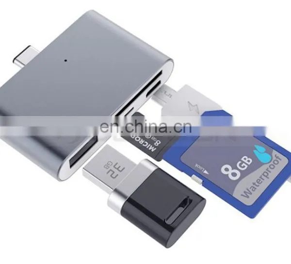 Digital Type C Card Reader USB C OTG USB 2.0 Hub/TF/SD Card Reader 4 IN 1 USB 3.1 With Micro USB Charging Port for MacBook photo-6