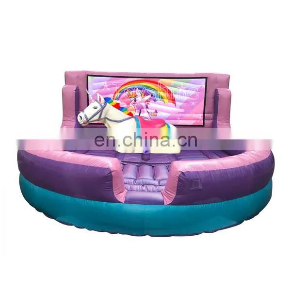Pink Unicorn Mechanical Bull Riding Machine Inflatable Rodeo Bull With Control Box photo-2
