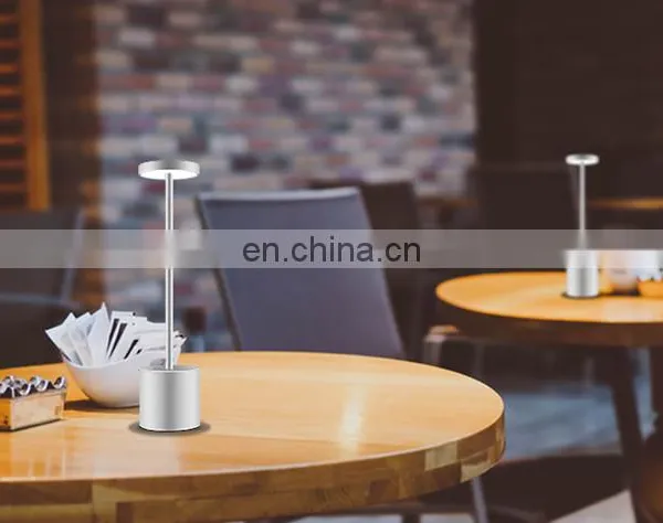 Customed Logo Modern Aluminum Metal Restaurant Hotel Rechargeable Battery Led Table Lamp for Decoration photo-6