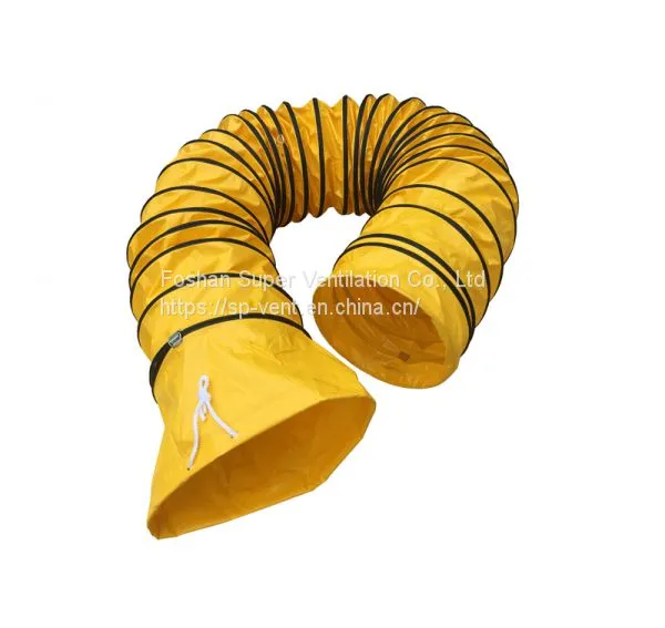 Yellow Flexible Air Ducting Tarpaulin Fabric Air Duct PVC Flexible Air Ducting Air Distribution Duct With Holes