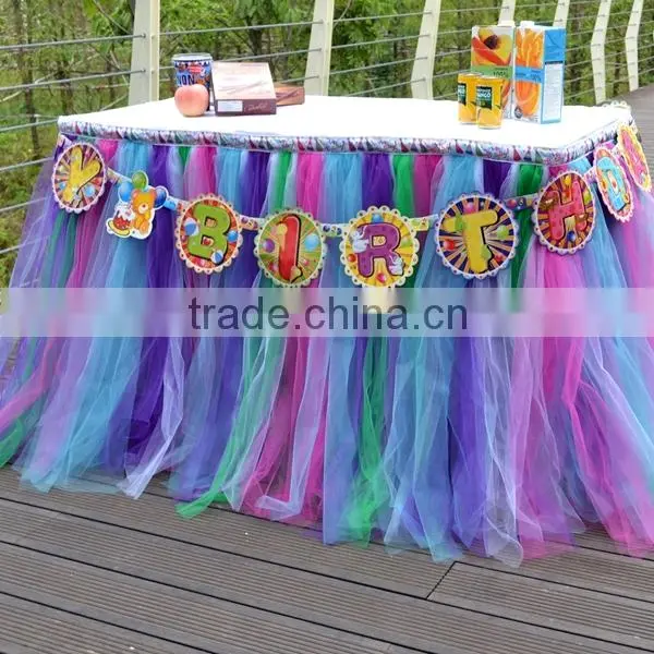 Hot Sale New Customized Tutu Tableware Tulle Table Skirt Party Wedding Decorations Best Price Gift SD103 photo-2